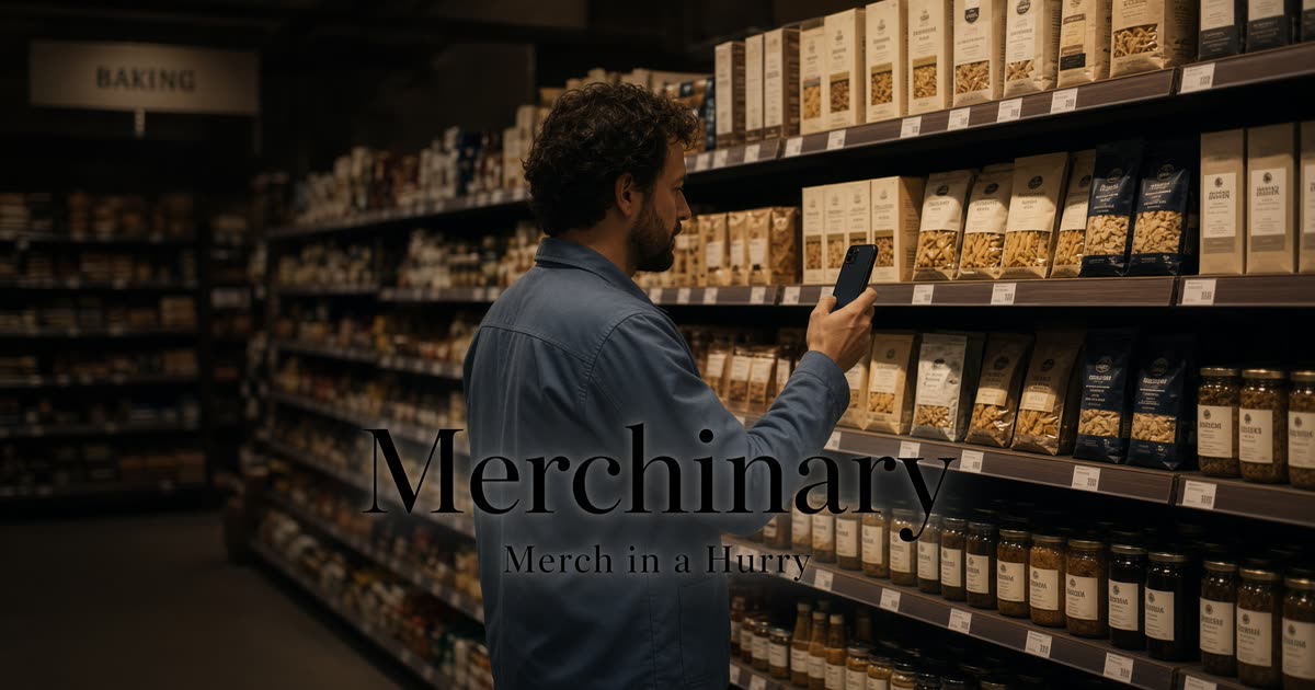 Merchandiser photographing a grocery endcap